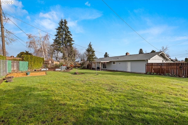 view of yard with a fenced backyard