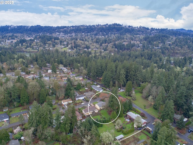 bird's eye view with a forest view