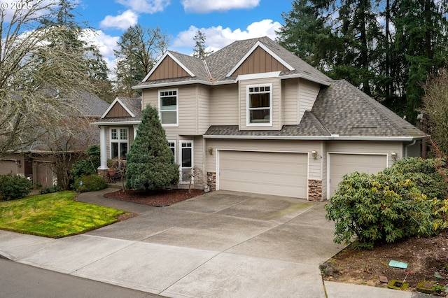 craftsman-style home with a garage