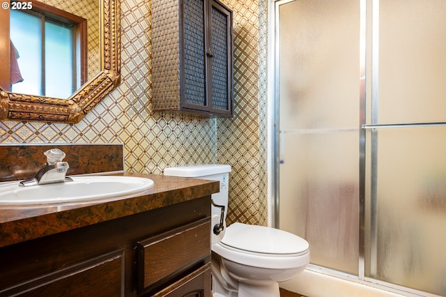 1363 SE 135th Ave, Portland, OR 97233 - bathroom with toilet, vanity, and a shower stall