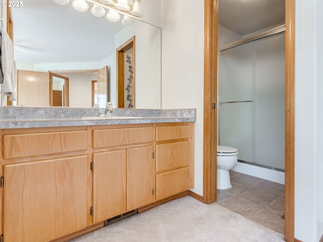 651 SW Westview Dr, Mcminnville, OR 97128 - bathroom featuring a shower stall, vanity, and tile patterned floors