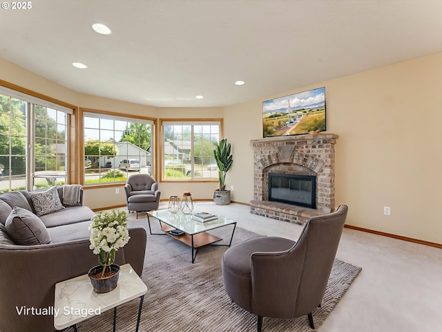 651 SW Westview Dr, Mcminnville, OR 97128 - living area with carpet, recessed lighting, and a fireplace