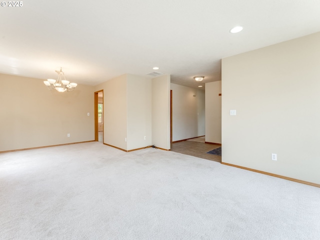651 SW Westview Dr, Mcminnville, OR 97128 - unfurnished room with a chandelier, light carpet, and recessed lighting