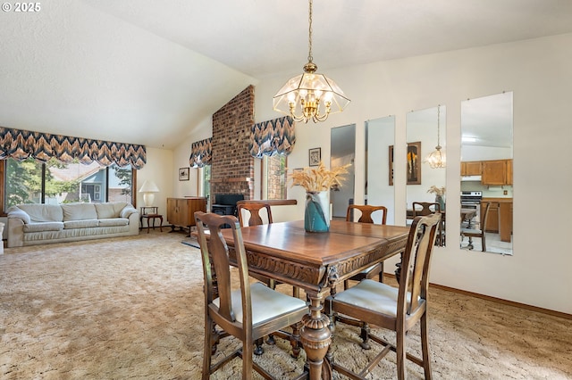 1430 NW 19th St, Gresham, OR 97030 - dining room with light carpet, a chandelier, and lofted ceiling
