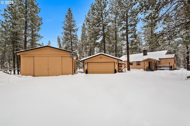 exterior space with a garage