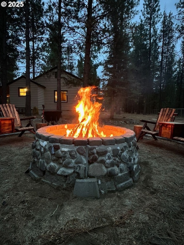 exterior space featuring a fire pit