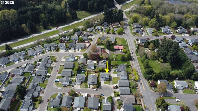 drone / aerial view with a residential view