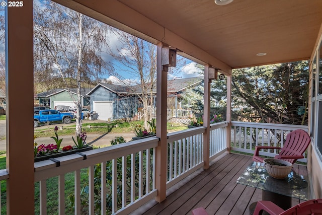 wooden deck featuring a porch