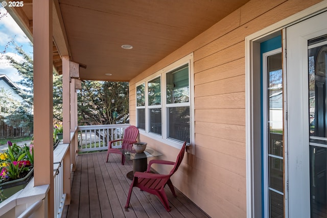 wooden terrace with covered porch