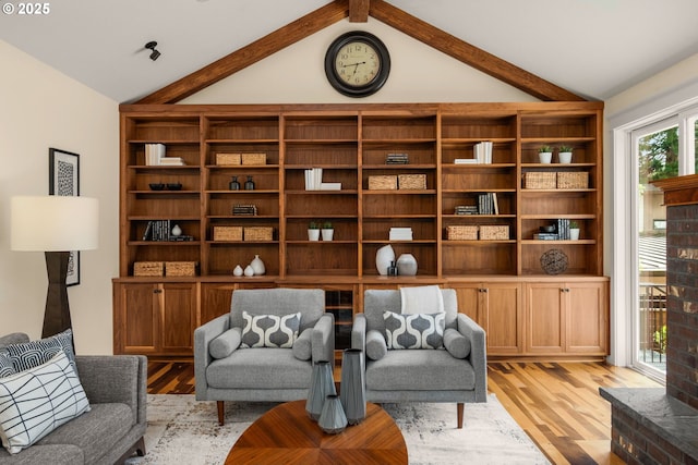 3184 SW 73rd Ave, Portland, OR 97225 - living area featuring lofted ceiling with beams and light wood-style floors