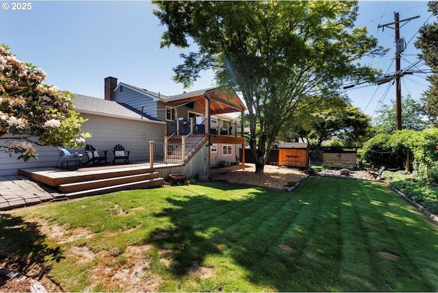 1375 NW Murray Rd, Portland, OR 97229 - view of yard with a wooden deck and stairs