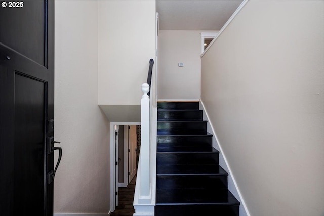 1375 NW Murray Rd, Portland, OR 97229 - staircase featuring baseboards and wood finished floors