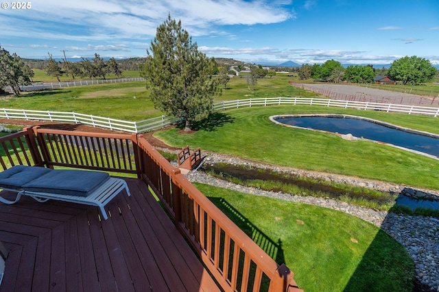6419 NE Juniper Ridge Rd, Redmond, OR 97756 - wooden terrace with a water and mountain view and a view of countryside