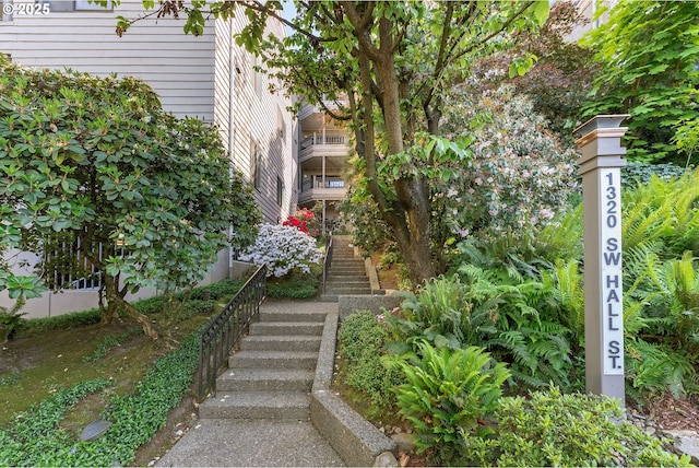 exterior space featuring stairs