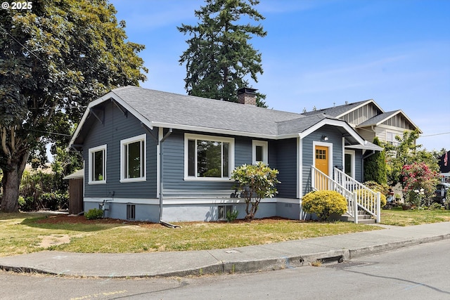 705 SE 5th St, Gresham, OR 97080 - view of front of property with a chimney, a shingled roof, and a front lawn