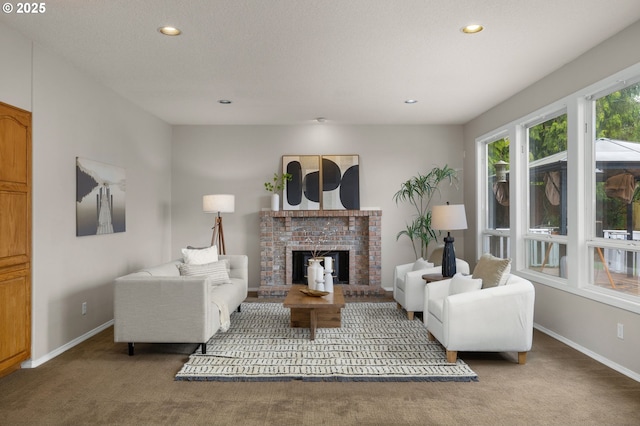 4025 Horton Rd, West Linn, OR 97068 - carpeted living room featuring recessed lighting and a fireplace
