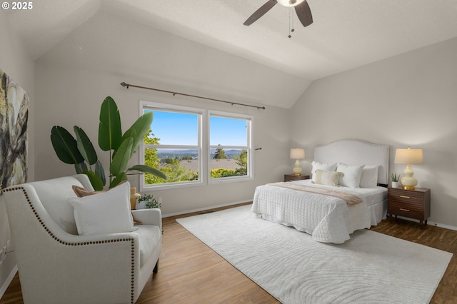 4025 Horton Rd, West Linn, OR 97068 - bedroom featuring lofted ceiling, wood finished floors, and ceiling fan