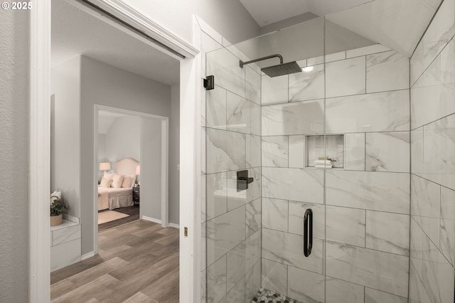4025 Horton Rd, West Linn, OR 97068 - ensuite bathroom featuring wood finished floors and a stall shower