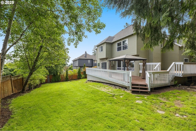 4025 Horton Rd, West Linn, OR 97068 - rear view of house featuring a gazebo, a fenced backyard, and a deck