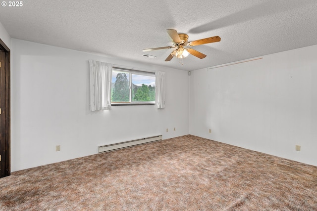 1223 Sable Dr, Roseburg, OR 97470 - carpeted empty room with baseboard heating, ceiling fan, and a textured ceiling