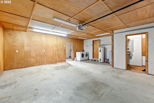 1223 Sable Dr, Roseburg, OR 97470 - garage featuring independent washer and dryer, water heater, and a garage door opener