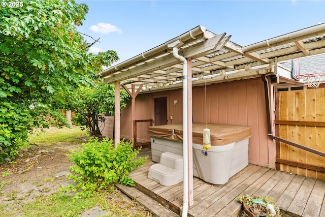 730 23rd St, Springfield, OR 97477 - wooden deck with a hot tub
