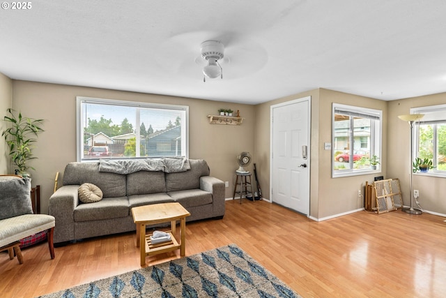 730 23rd St, Springfield, OR 97477 - living room with a ceiling fan and light wood-style flooring