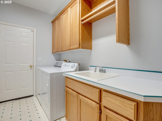 1354 Skye Pkwy, West Linn, OR 97068 - laundry area featuring cabinet space, washer and dryer, and light flooring