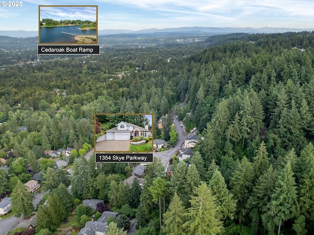 1354 Skye Pkwy, West Linn, OR 97068 - view of property location featuring a forest, property boundaries highlighted, and mountains