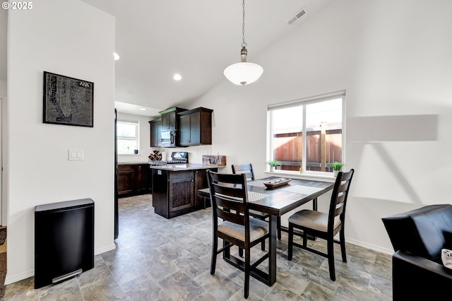 2057 S 59th St, Springfield, OR 97478 - dining area with high vaulted ceiling and recessed lighting
