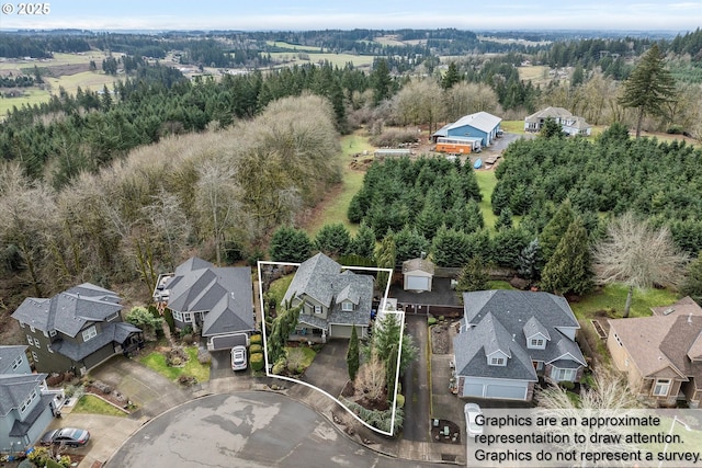 birds eye view of property with a residential view