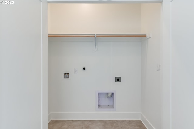 washroom featuring laundry area, light colored carpet, hookup for a gas dryer, hookup for an electric dryer, and washer hookup