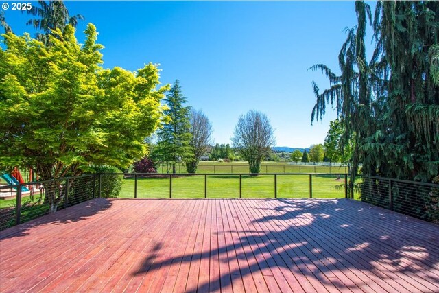 deck with a yard