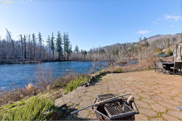 water view with a forest