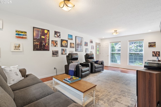 5239 Madrona St, Lake Oswego, OR 97035 - living room featuring wood finished floors and a textured ceiling