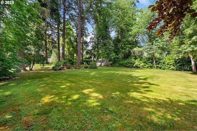 5239 Madrona St, Lake Oswego, OR 97035 - view of grassy yard with a shed