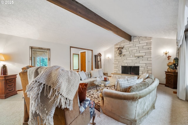 14000 NE 97th Ave, Vancouver, WA 98662 - living area with light colored carpet, a fireplace, and a textured ceiling