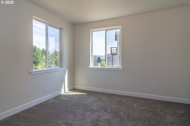 carpeted empty room featuring baseboards