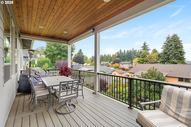 6435 SE Ketchum St, Milwaukie, OR 97267 - wooden deck featuring outdoor dining area and a residential view