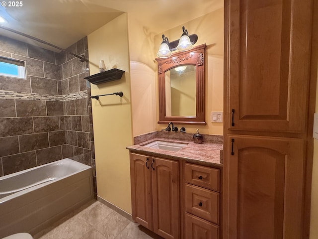 full bathroom with vanity, tile patterned floors, and tub / shower combination