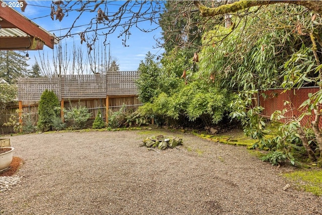 view of yard featuring a fenced backyard