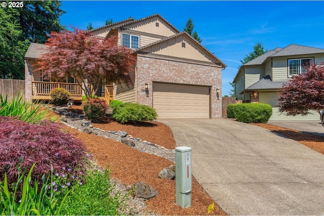 18169 SW Shady Meadow Ct, Beaverton, OR 97007 - traditional-style home featuring brick siding, concrete driveway, a garage, and board and batten siding