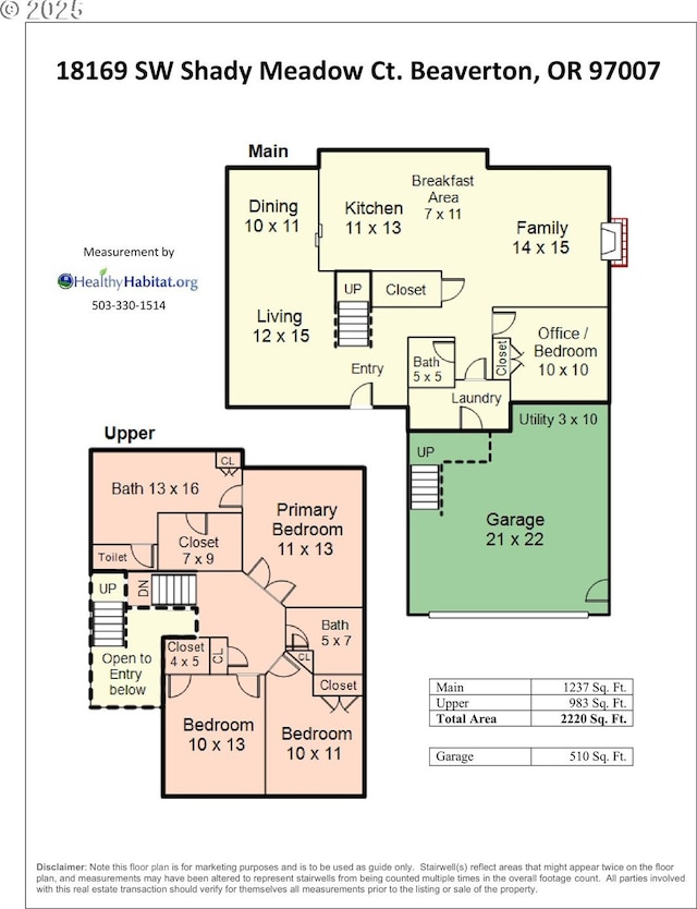 18169 SW Shady Meadow Ct, Beaverton, OR 97007 - property floor plan