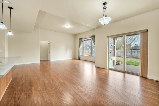 interior space with hardwood / wood-style floors