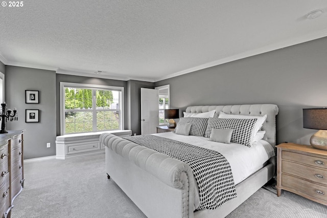 1811 NW Rosefinch Ln, Portland, OR 97229 - bedroom with light colored carpet, ornamental molding, baseboards, and a textured ceiling