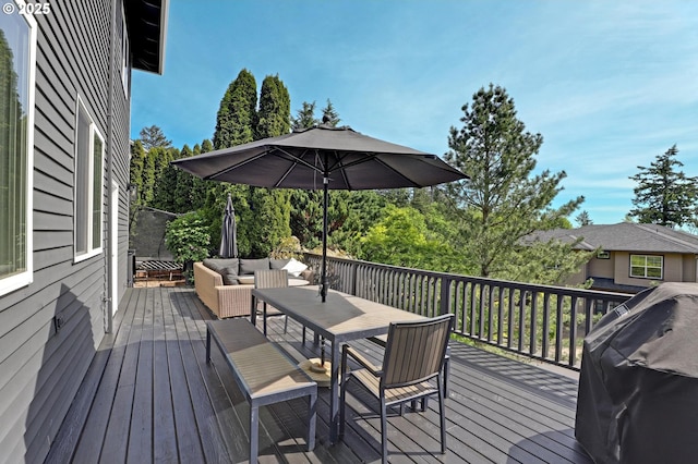 1811 NW Rosefinch Ln, Portland, OR 97229 - wooden deck with outdoor lounge area and outdoor dining space