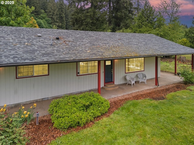 17610 SE 362nd Dr, Sandy, OR 97055 - view of front of house with a shingled roof, a porch, and a lawn