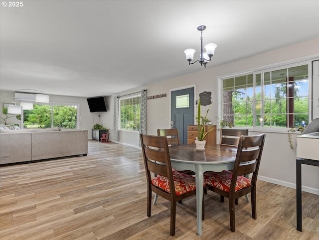 17610 SE 362nd Dr, Sandy, OR 97055 - dining room with a chandelier, light wood-style flooring, and baseboards