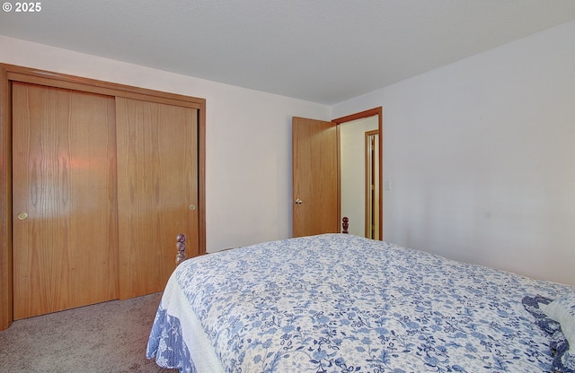 bedroom with a closet and carpet