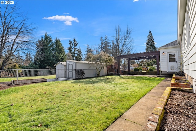 view of yard featuring fence private yard and a pergola